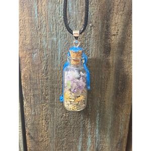 Just breathe anxiety worry spell intention jar necklace